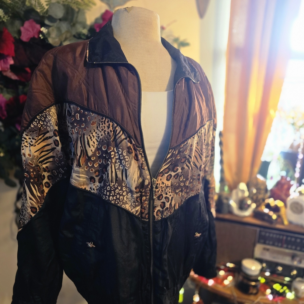 VTG 80s Leopard Print Women's Bomber Jacket